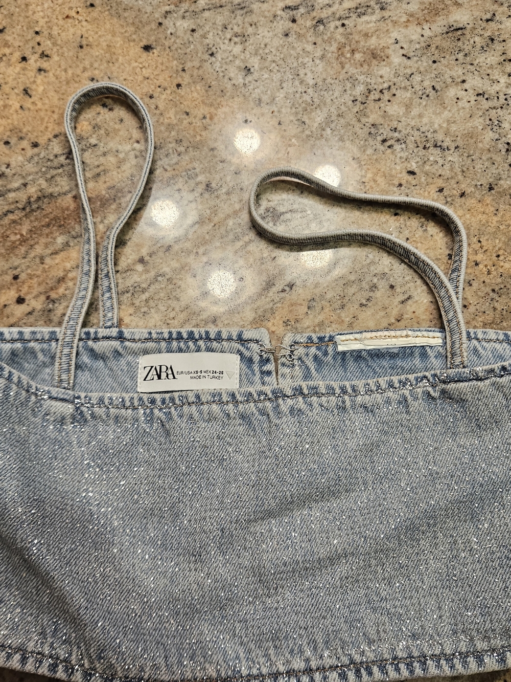 Zara Sparkle Light Blue Denim Women's Overalls Top